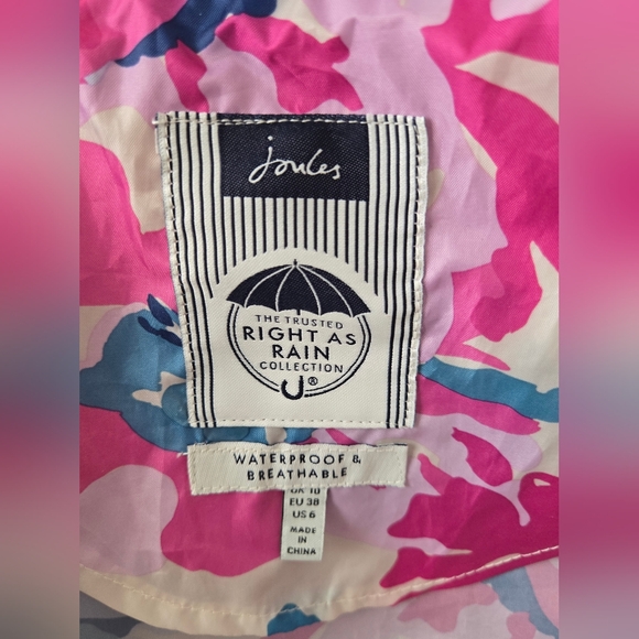 ☔☔☔ JOULES | Gorgeous Lightweight Floral Rain Jacket, Size 6 - Picture 5 of 7